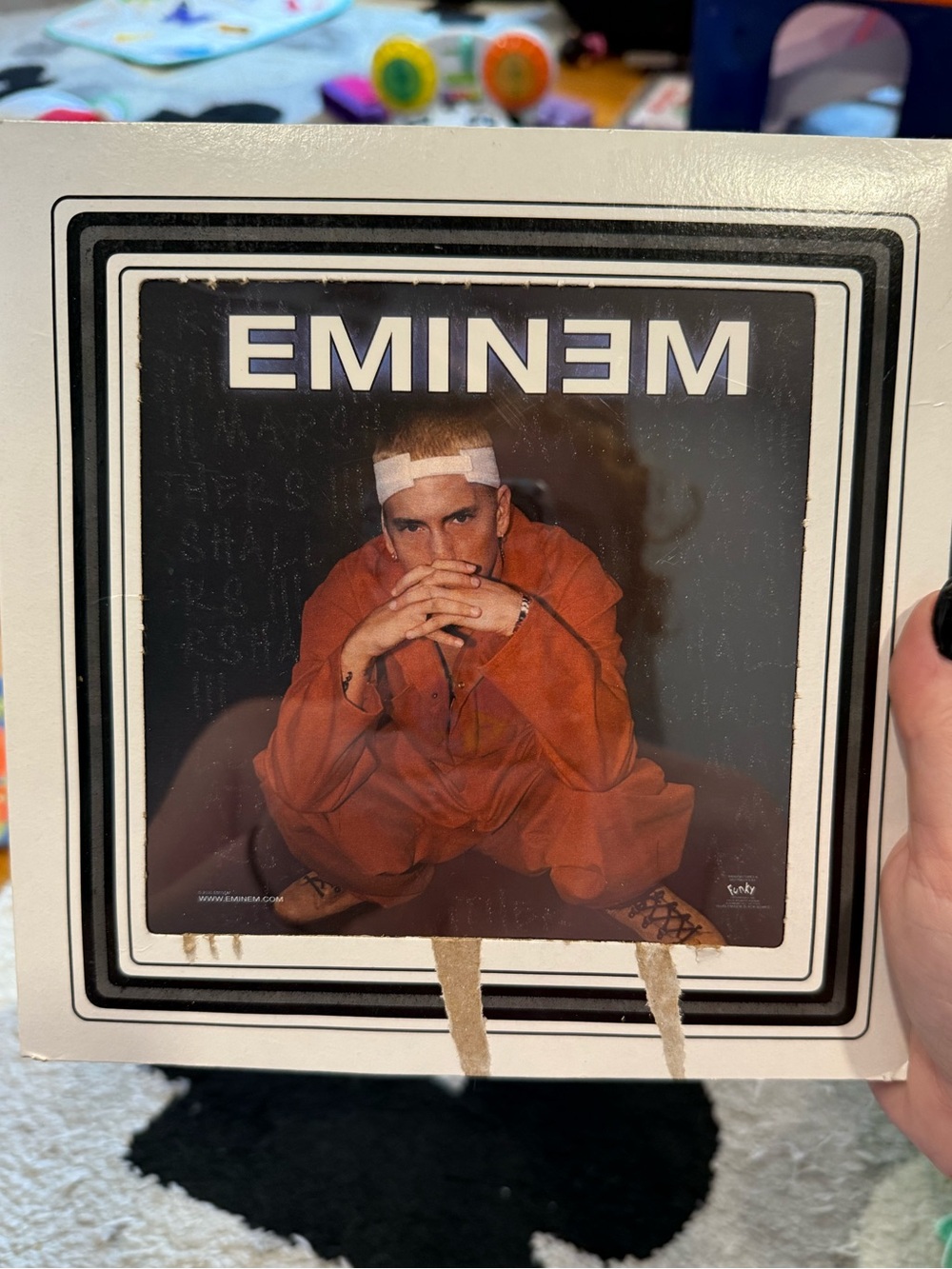 Vintage Eminem Photograph in Cardboard Frame Damaged